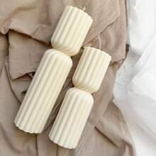 条纹美学几何装饰蜡烛，婚礼，婚礼装饰，几何浮雕柱形蜡烛，香薰蜡烛，适合家居装饰，摄影道具 - 彩色 - 查看 10