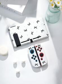 1pc Caparl Polka Dot & Bow Decor Pattern Protective Case, Compatible With New 2 (2025), Switch NS/Switch OLED/Lite, Accessory Compatible With Switch 2 Console, Full Set Package, Storage Case With Card Slot, Switch Protective Cover, Romantic Gift Compatible With Switch Players