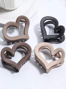 4pcs Kids Hair Clips, New Lovely Heart Design Accessories, Pretty Elegant Hair Decor Clips For Girls, Casual Daily Versatile Hair Accessory