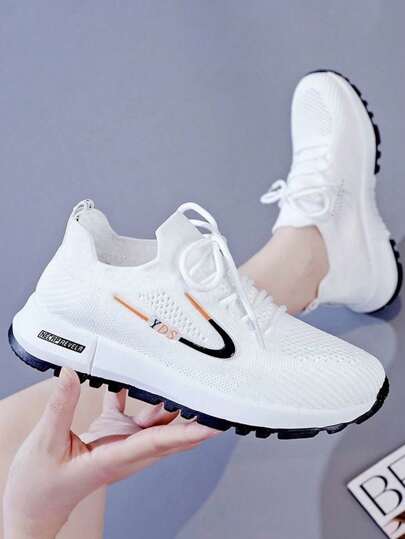 Casual de malla transpirable antideslizante ligero Zapatillas de deporte para mujer, punta redonda con cordones pareja sandalias planas, adecuado para los viajes diarios, correr, hacer ejercicio