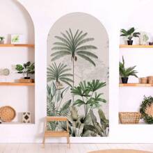 1pc Jungle Green Foliage Plant Arch Wallpaper Self Adhesive Decal Headboard Desert Green Wall Sticker Bohemian Style Wall Art Makeover Waterproof Mural Peel And Stick - Multicolor - View 8