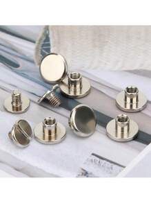 10Sets Copper Flat Stationery Rivets With Slotted/Frearson Head Screws Binding Barrels And Screws DIY Belt Keychain Metal Accessories Screws Posts Copper Recipe Hardware Ledger Nails Screw Bottom Decorative Studs Accessories Handbag Hardware (Silver)