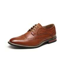 Business Men's Comfortable And Durable Lace-Up Formal Oxford Shoes - Brown - View 5