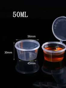 50/100个酱料杯，商用透明食品蘸料容器，便携式密封塑料杯带盖，一体式外卖打包盒 - 無色 - 查看 8