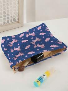 1 sztuka, śliczna kosmetyczka w kształcie jednorożca, duża kosmetyczka, wielofunkcyjna kosmetyczka z zamkiem błyskawicznym, kosmetyczka podróżna, kosmetyczka, prezent, przyjaciółka, dziewczyna, studentka, przechowywanie i przechowywanie biżuterii, wakacje/podróż