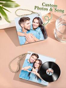 1 pieza Llavero personalizado con NFC con foto, álbum de mini CD personalizado, etiqueta personalizada, llavero de foto personalizado, regalo personalizado para amantes de la música, recuerdos de boda, llavero de amistades, llavero de mini álbum CD personalizado con NFC para reproducir tu canción favorita al instante, regalo de cumpleaños