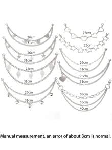 1 件双层包链手提包装饰链蝴蝶/心形/星星钥匙扣装饰吊坠单肩包链带包包配件女士礼物，金属链包吊坠服装/箱包配件 - 彩色 - 查看 8