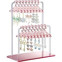 Los clips para pendientes de acrílico tienen un diseño único de doble capa, con pequeños ganchos para colgar que ofrecen un amplio espacio de almacenamiento para 48 pares de pendientes. Ideal para exhibir en espejos, tocadores del hogar y mostradores minoristas. Organizador, soporte y bandeja de joyas.
