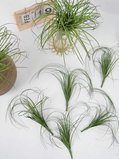 10PCS Artificial Onion Grass Green Wheat Grass Outdoor UV Resistant Shrubs Plant Suitable For Garden Office Window Porch Home Decoration Gifts Birthday Graduation