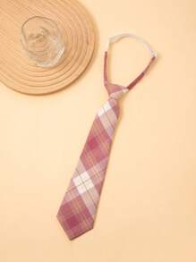 1pc 33cm Checkered Pre-Tied Tie For Teenagers & Children,  Student Necktie With Accessory For Festive Occasions, Performances, Suits & Dress Shirts