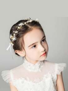 1 Stück Blumenkranz Haarband für Kinder, Prinzessin Blumen Perle Haarreif, koreanischer Stil, Mädchen Haarzubehör für Aufführungen