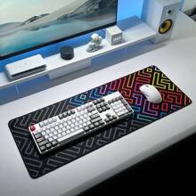 120 X 60 厘米厚鼠标垫，带缝合边缘，彩色桌垫 - 防滑橡胶底座，3 毫米厚度 - 黑色 - 查看 5