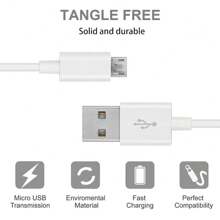 Micro USB 数据线 [3.3/6.6/9.9] 英尺长，Android 快速充电数据线，USB A 至 MicroUSB 480Mbps 数据传输充电器线，兼容三星 Galaxy S7 S6 Edge J7 S5 Note 5 4 G4 K40 K20 MP3 诺基亚快速数据线