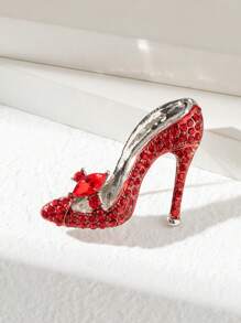 1pc Rhinestone Embellished High Heel Shoe Design Brooch Pin, Women Fashion Minimalist Luxury Accessory - Multicolor - View 13
