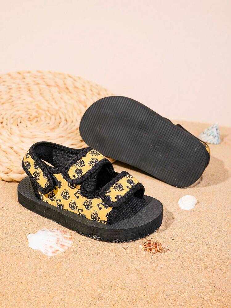 Kids Boys' Cute Foam Slides, Fashionable Casual Versatile Hook And Loop Adjustable Light-Weight Breathable Non-Slip Sandals - Multicolor - View 1