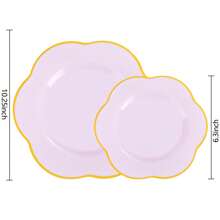 50PCS Purple Plastic Plates-Heavy Duty Lavender Purple Disposable Plates-Purple And Gold Plastic Plates - 25PCS Purple Dinner Plates,25PCS Purple Dessert Plates For Easter&Baby Shower Gifts - 淺粉色 - 查看 2