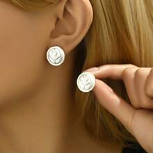 1 对复古玫瑰花圆形女士休闲耳环