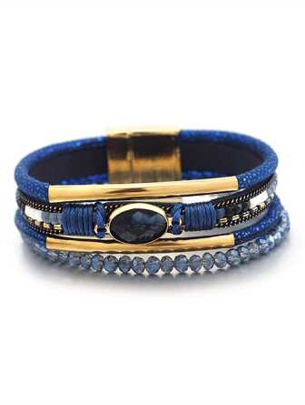 1 pieza Brazalete de mujer azul con tubo de cobre y circonita, regalo ideal para el Día de la Madre