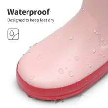 Wellies For Kids Boys Girls Wellington Boots Waterproof Non-Slip Rain Boots For Kids Unisex Short Wellington Boots Toddler/Little Kid/Big Kid - Pink - View 3