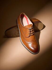 Business Men's Comfortable And Durable Lace-Up Formal Oxford Shoes - Brown - View 4