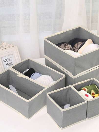 6pcs Non-Woven Foldable Underwear & Socks Storage Boxes