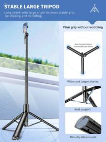 TOKQI Palo selfie de aleación de aluminio extra largo de 2m - Estable equilibrado con rotación de 360°, trípode de teléfono multifuncional y extensible con disparador remoto inalámbrico, compatible con iPhone y teléfonos Android, para selfies, grabación de vídeo, vlog, transmisión en vivo, C08 - Negro - Ver 4
