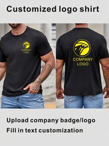 Customizable Company Logo T-Shirts, Brand Logo T-Shirts, Double-Sided Printed Shirts, Text Printed Shirts, Men's T-Shirts And Shirts - Add Your Own Text And Images (Family Photos/Selfies/Pet Photos/Group Photos/Party Photos) To Design Your Personalized Printed T-Shirts Ideal Gifts For Him Boyfriend, Family, Friends For Birthdays, For Vacation/Holiday, For School/Competition, For Sports/Climbing