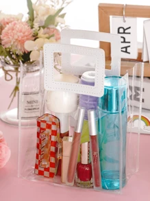 1/5 件加厚透明 PVC 情人节礼品袋，带手柄，加固婚礼圣诞节/母亲节礼物纪念品手提袋，婚礼回礼糖果盒手提袋，午餐袋，婚礼装饰伴娘纪念品花束礼品袋，万圣节、圣诞节礼品袋