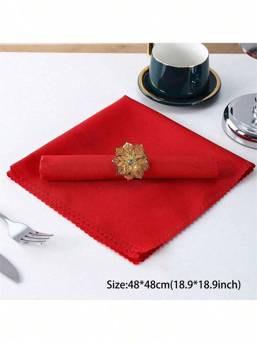 6pcs Set Elegant Cloth Napkins,(48*48cm/18.9inch*18.9inch)Square Satin Fabric Napkins,Woven,Washable,Ideal For Parties,Weddings,Dining Room,Home And Hotel Table Decor,Valentine's Day And New Year Party - Multicolor - View 1