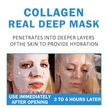 Xioimy 4 片装胶原蛋白深层保湿面膜，高度滋养，含有胶原蛋白，适合所有肤质保湿紧致面膜，胶原蛋白面膜 - 白色 - 查看 3