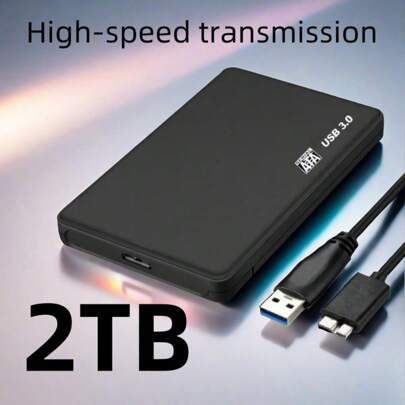 2TB Portable Hard Drive, 2TB High-Capacity USB 3.0 HDD, Suitable For All Kinds Of Laptop Office, Students, Professionals With /File/Video/Music Storage Expansion Backup