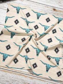 1 件女士时尚波西米亚风格公牛头印花头带，100% 涤纶，西部公牛头印花围巾头巾，透气颈巾，防晒配件头巾头巾发巾，头巾秋冬发带发饰女士度假装女士 - 彩色 - 查看 2