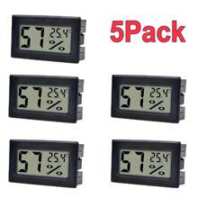 5 Pack Mini Small Digital Electronic Temperature Humidity Meters Gauge Indoor Thermometer Hygrometer LCD Display Fahrenheit(℉) For Humidors, Greenhouse, Garden - 黑色 - 查看 1