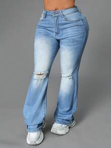 Women'S Casual Street Slim Fit Denim Jeans - Blue - View 3
