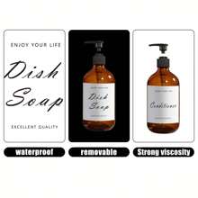 6/12 Peças/Conjunto Adesivos de Rótulo para Garrafas de Sabonete Líquido e Detergente de Louça, Decorações em Estilo Artístico de Fonte, Adesivos de Rótulo de Shampoo, Aderem Firmemente, À Prova d'Água, para Garrafas, Etiquetas de Armazenamento de Banheiro