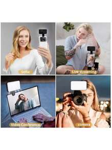 1 pièce Anneau lumineux selfie réglable 3 couleurs, convient pour téléphone portable, caméra, vidéoconférence, éclairage de remplissage en direct, ordinateur portable, maquillage et selfie avec clip, lampe LED mini portable, rechargeable USB