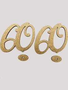 2 piezas Número de madera conmemorativo del 50 aniversario con purpurina dorada, centro de mesa de madera, adecuado para aniversarios, fiestas de cumpleaños, bodas, sin electricidad requerida, sin plumas, decoración para el hogar, fiestas, carnavales, muebles, sala de estar, dormitorio, cocina, agrega belleza al hogar, decoración universal para fiestas, decoración para fiesta de jubilación, decoración de aniversario