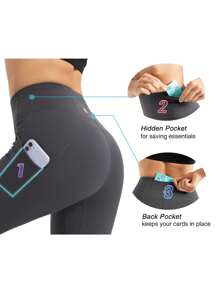 Women's Shaping Leggings, High Waist, Tummy Control Pants, High Waist, Shaping Tummy, Legs, Hips, Yoga Fitness Pants - 深灰色 - 查看 3