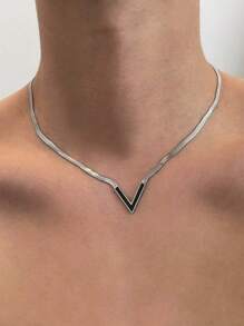 时尚个性化V形18K不锈钢项链，适合女性派对礼物、日常佩戴 - 彩色 - 查看 7
