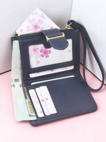 MINGYOU 1pc Mini Snap Button Zipper Wallet Credit Card Holder Purse Multifunctional PU Portable Document Organizer Wallet Purse Wallet Mini Wallet Small Wallet Wristlet - Blue - View 5