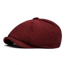 Retro British Plaid Octagonal Cap Men, Autumn/Winter Fashion Beret Cap, Korean Style Newsboy Hat