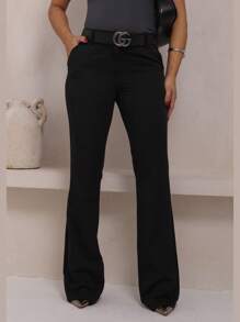 blvd Women's Tailored Dress Pants K2b Original  Flare Ballerina Pantaloons Polyester Elastane Wide Leg Black - 黑色 - 查看 2