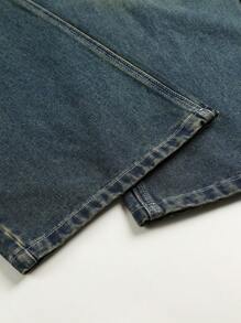 2pcs/Set Men Wide Leg Jeans, Vintage Distressed Blue Relaxed Straight Leg Casual Jeans, Black Retro Street Style Denim Pants, Great Gift For Husband Or Boyfriend
