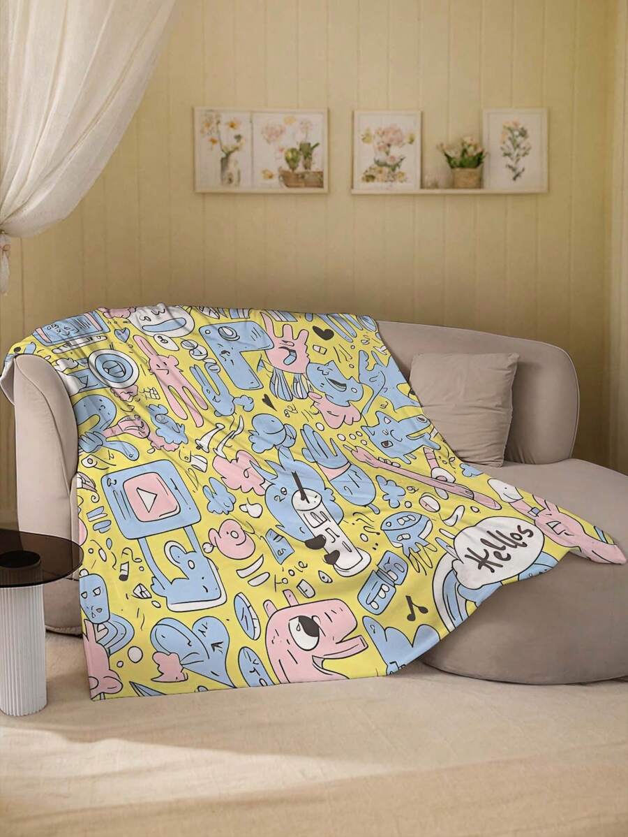 1 件彩虹太阳和星星印花柔软毛毯，适用于沙发、床、电视、婴儿推车、露营、旅行、度假、所有季节，多功能礼品毯，适用于家庭、办公室、午睡