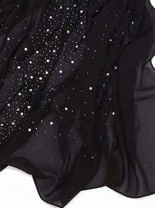 1件女士仿珍珠和水钻装饰雪纺头巾，可搭配长袍或连衣裙 - 彩色 - 查看 5