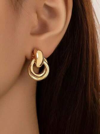 时尚几何圆形耳环，设计简约优雅耳钉