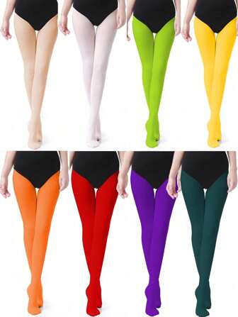 1 Pair Plain Color Tights, Yoga Dance Sports Socks