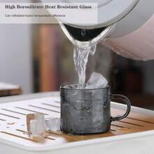 12/6/4/2 Pcs Set 100ml/3.5oz Transparent Smoky Gray High-Quality Glass Tea Cups, Breakfast Coffee Mugs, Creative Water Glasses, Minimalist Heatproof, Suitable For Kitchen, Living Room - Black - View 4