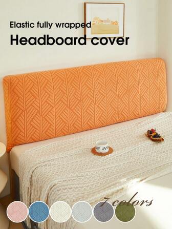 1pc Jacquard Bed Headboard Cover Solid Color Elasticity Bedhead Protective Cover All-Inclusive Soft Cozy Bedhead Cover