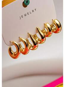 6-18pcs Fashionable, Elegant And Sophisticated Natural Style Earrings - Gold - View 3